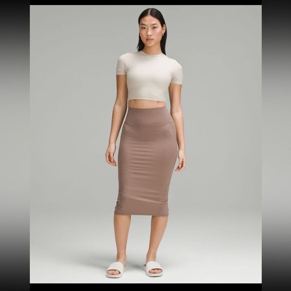 lululemon athletica Dresses & Skirts - Lululemon Nulu Slim-Fit High-Rise Skirt Taupetastic Pencil Bodycon (48)